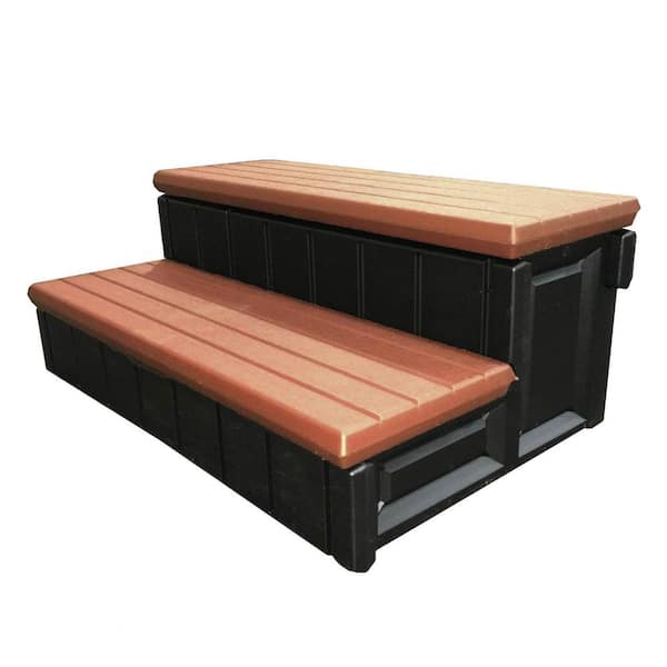 Leisure Accents 36 in. Deluxe Deck Patio Spa Hot Tub Steps, Redwood