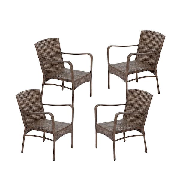 W Unlimited Leisure Brown Wicker Outdoor Lounge Chair (4-Pack)