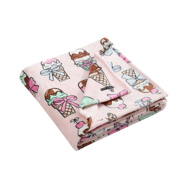 BETSEY JOHNSON Coquette Ice Cream 1-Piece Pink Plush Fleece 60 x