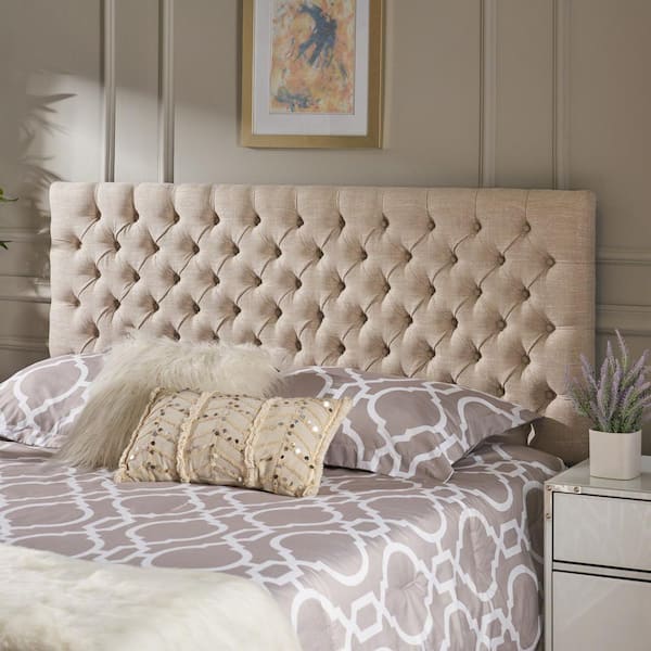 Beige upholstered deals headboard