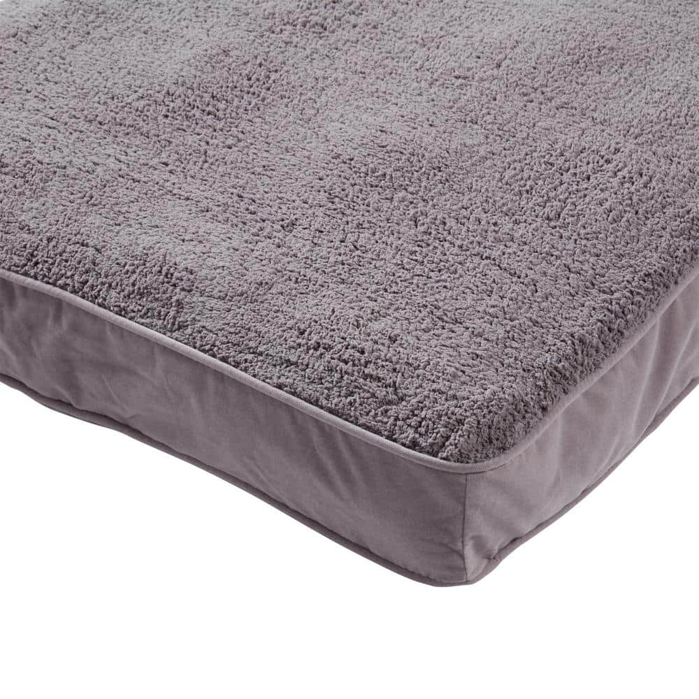 Gray Medium Orthopedic Microfiber Dog Bed with Sherpa Panel
