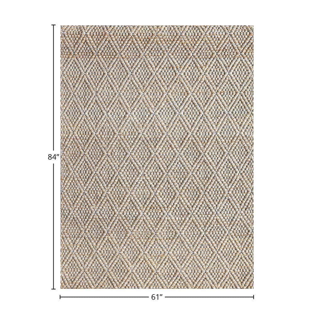 Gray and Beige Diamond Wool 5' x 7' Area Rug