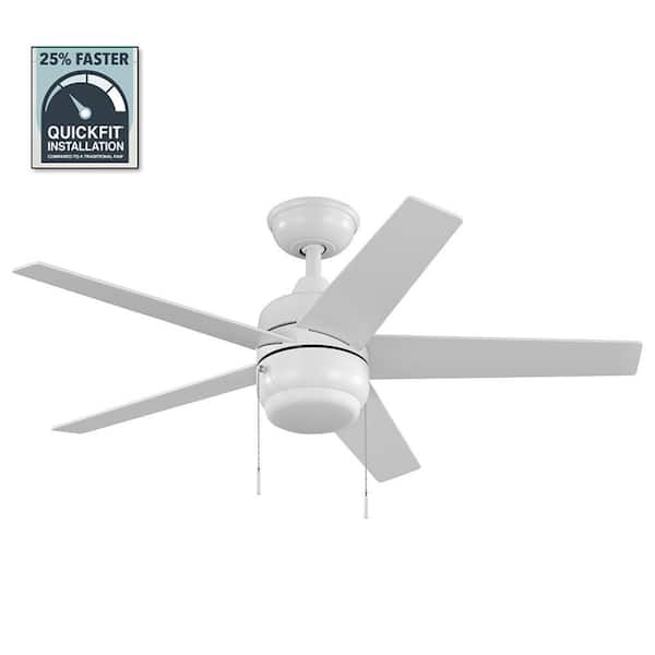 Hampton Bay Mena 44 in. LED Indoor/Outdoor Matte White Ceiling Fan with Light Kit and Reversible Blades Included