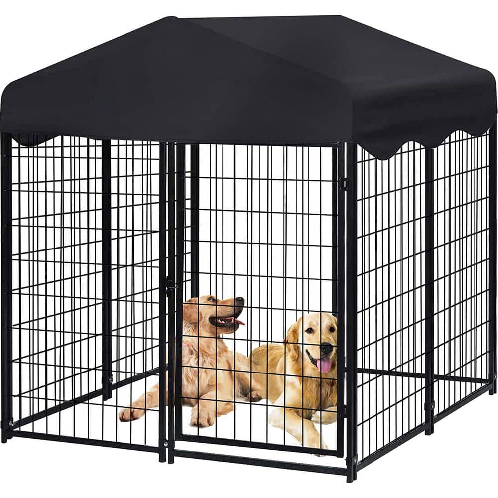 4.5 ft. H x 4 ft. L x 4 ft. W Metal Large Outdoor Dog Kennel, Animal Barrier with Waterproof Cover for Dogs price history on PriceWatchPro
