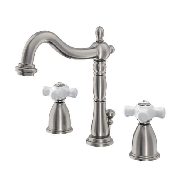 Kingston Brass Victorian 8 in. Widespread 2-Handle Bathroom Faucet in Brushed Nickel