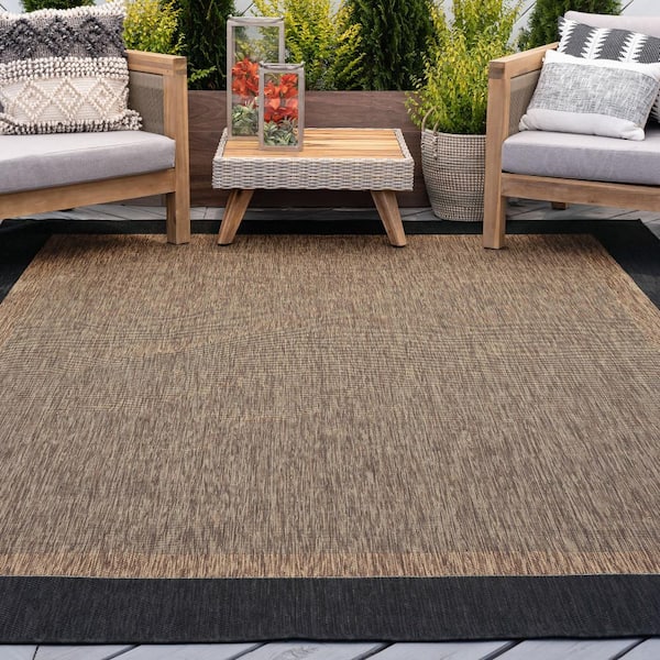 Eco Solid Border Gold 5 ft. x 8 ft. Indoor/Outdoor Area Rug