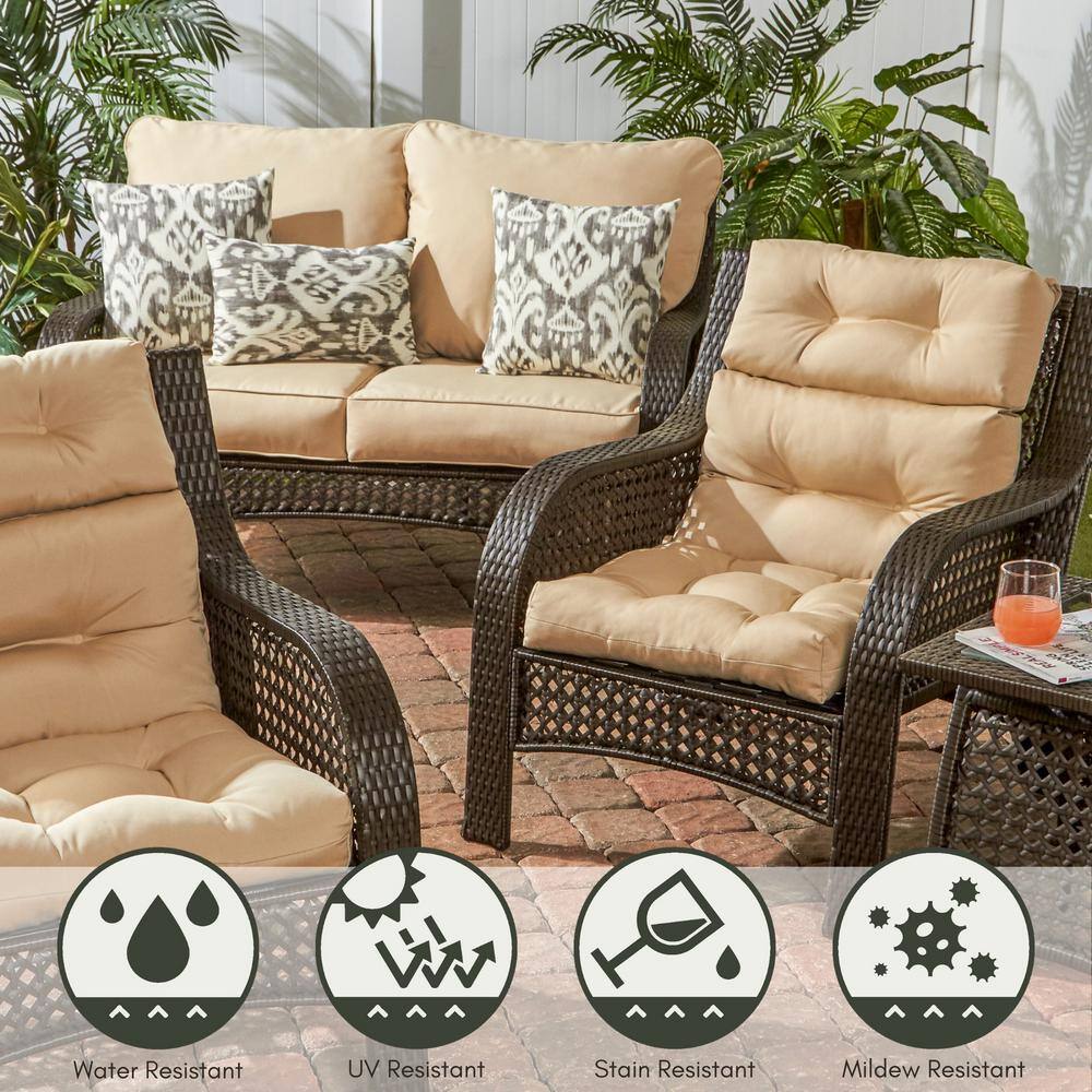 Stone Tan Outdoor High Back Chair Cushion