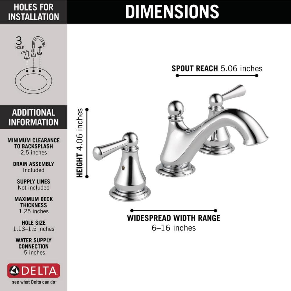 Sleek Modern 16" Widespread Chrome Bathroom Faucet with Drain Assembly