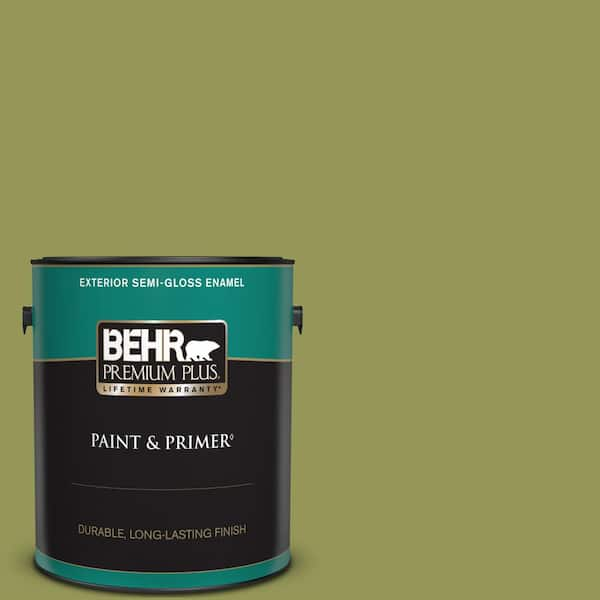 BEHR PREMIUM PLUS 1 gal. #400D-6 Grape Leaves Semi-Gloss Enamel Exterior Paint & Primer