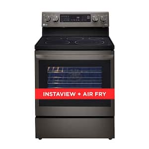 6.3 cu. ft. Smart True Convection InstaView Electric Range Single Oven with Air Fry in PrintProof Black Stainless Steel