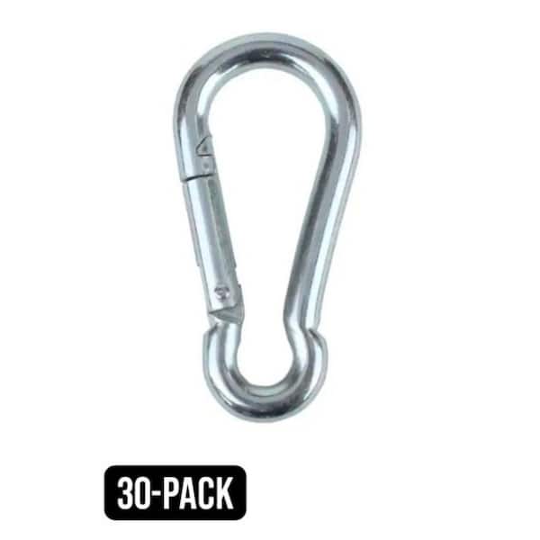 .375 in. x 3.5 in. Steel Silver Carabiners (30 Pack)