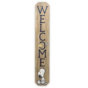 46 in. Weather-Resistant Snoopy and Woodstock Welcome Spring Vertical Wood Porch Decor