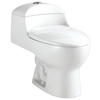 Modern 1-Piece 1.1 /1.6 GPF Dual Flush Elongated Toilet in White