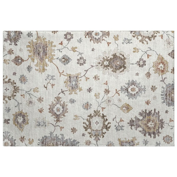 Dream Shag Premium Machine Washable Abstract ADS753 Ivory 3 ft. x 4 ft. Area Rug