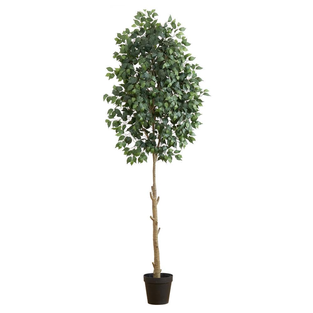 Nearly Natural 108 in. Green Artificial Ficus Tree in Nursery Pot