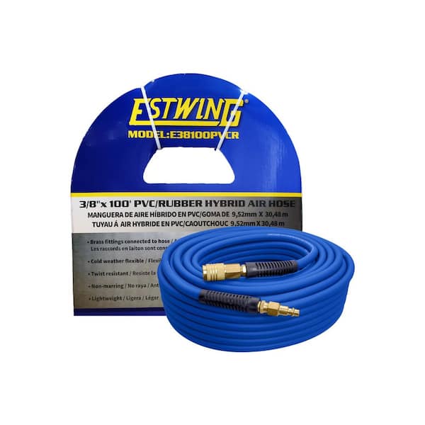 3/8 in. x 100 ft. PVC/Rubber Hybrid Air Hose with 1/4 in. Brass Fittings