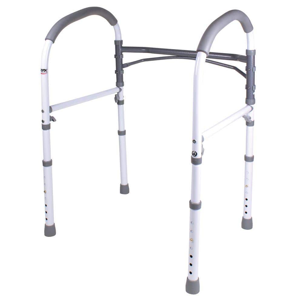 Carex Adjustable White and Gray Metal Toilet Safety Rail