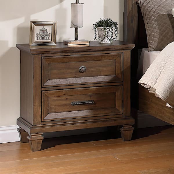 NEW CLASSIC HOME FURNISHINGS New Classic Furniture Mariana Vintage Mocha Wood 2-Drawer Nightstand with USB