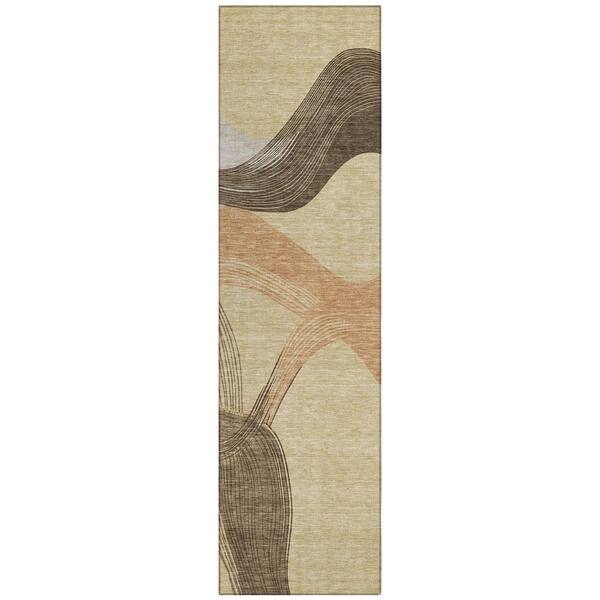 Chantille Machine Washable Indoor/Outdoor Abstract ACN3057 Gold 2 ft. x 7 ft. Runner Rug