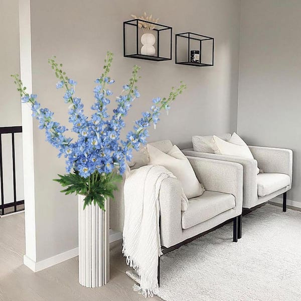 41.3 in. Light Blue 6 Pieces Artificial Delphinium Fake Flower