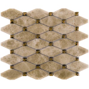 Emperador Brown 11.82 in. x 13.39 in. Hexagon Polished Marble Mosaic Tile (11 sq. ft./Case)