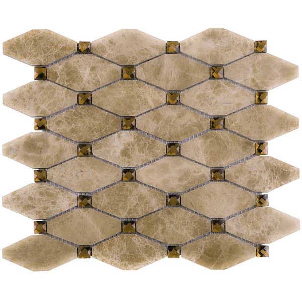 MOLOVO Emperador Brown 11.82 in. x 13.39 in. Hexagon Polished Marble Mosaic Tile (11 sq. ft./Case)