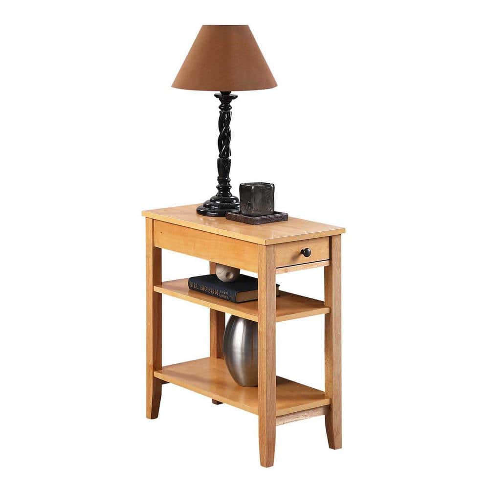 Natural Wood 24" Rectangular End Table with Storage