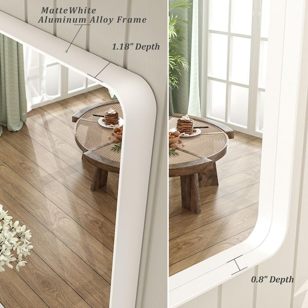 24 in. W x 32 in. H Rectangular Aluminum Alloy Framed and Tempered Glass Wall Bathroom Vanity Mirror in Matte White