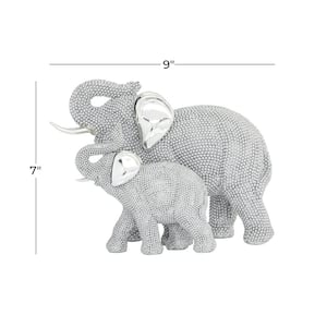 5 in. x 7 in. Silver Polystone Elephant Sculpture