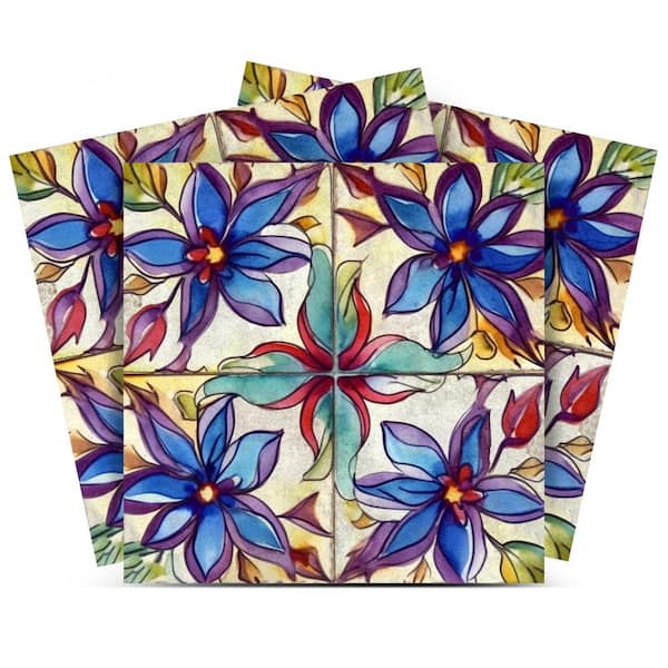 Blue, Red, Yellow and Green F2 6 in. x 6 in. Vinyl Peel and Stick Tile (24 Tiles, 6 sq. ft. /1-Pack)