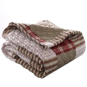 Camano Island Red Plaid Quilted Cotton Throw Blanket