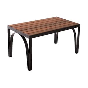 Brighton Black Metal Table/Bench with a Acacia Wood Top