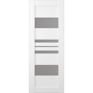 Romi 18 in. x 96 in. No Bore Solid Core 2-Lite Frosted Glass Bianco Noble Wood Composite Interior Door Slab