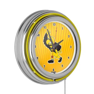 University of Iowa Yellow Herky Lighted Analog Neon Clock
