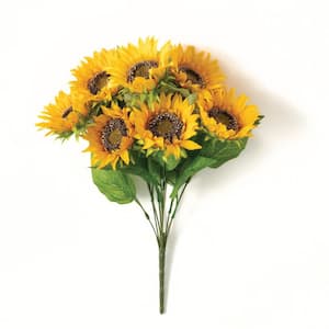 19 in. Yellow Indoor Artificial Sunflower Bush