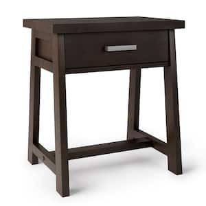 Sawhorse Solid Wood 24 in. Wide Modern Industrial Bedside Nightstand Table in Dark Chestnut Brown