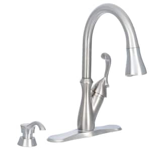 Arabella Single-Handle Pull-Down Sprayer Kitchen Faucet with Soap Dispenser in Stainless