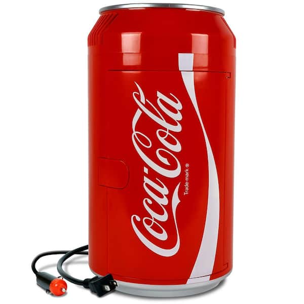 Coca-Cola 12 Can Portable Mini Fridge,12V DC 110V AC Personal Travel Cooler, 10L (10.6 qt.), Red