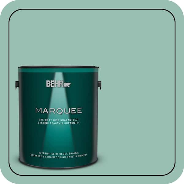 BEHR MARQUEE 1 gal. #PPU12-07 Spring Stream One-Coat Hide Semi-Gloss Enamel Interior Paint & Primer