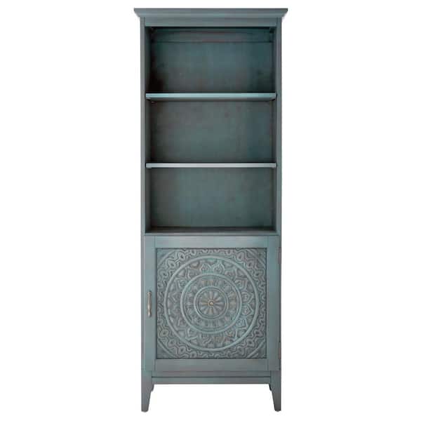 Home Decorators Collection Chennai 25 in. W x 14.5 in. D x 66 in. H Blue Freestanding Linen Cabinet