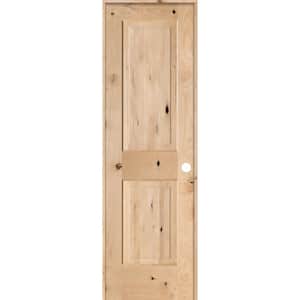 24 in. x 80 in. Rustic Knotty Alder 2 Panel Square Top Solid Wood Left-Hand Single Prehung Interior Door
