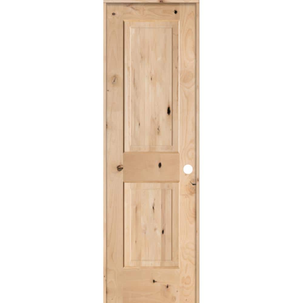 Krosswood Doors 24 in. x 80 in. 2Panel Square Top Solid Wood Core Rustic Knotty Alder LeftHand
