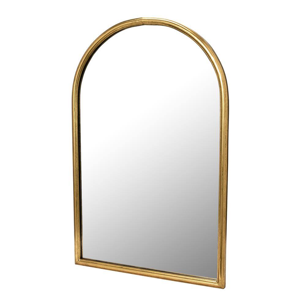 Arched Gold Metal Framed Wall Mirror, 24" x 36"
