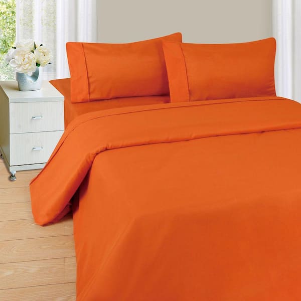 Lavish Home 4-Piece Rust Solid 75 Thread Count Polyester Full Sheet Set