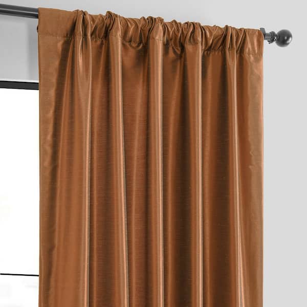 Paire De Rideaux Soie Bronze Doublés - 99x98 Pouces - Style Classique