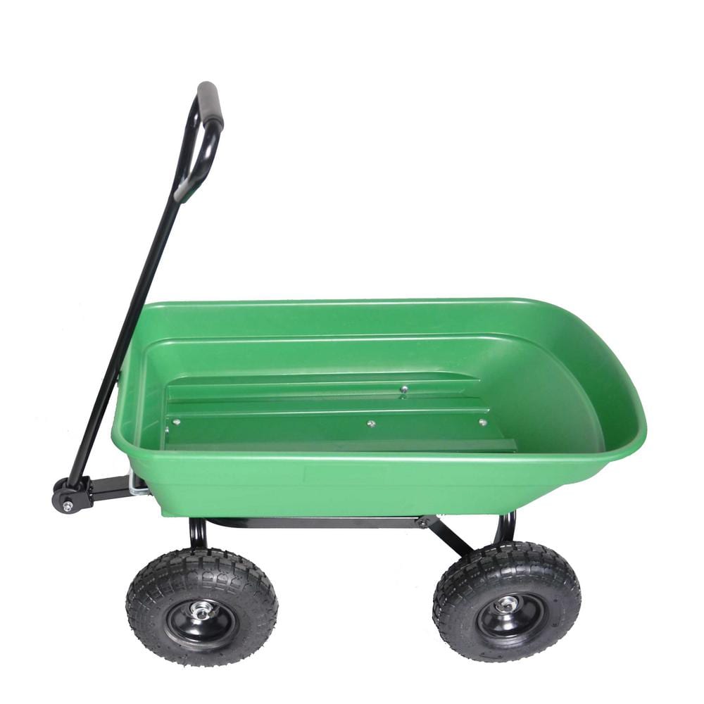 4.8 cu. ft. Metal Folding Wagon Garden Cart in Grass Green