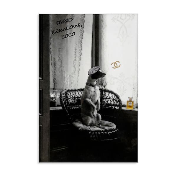 Stupell Industries Chic Dog with French Words by Graffi tee Studios Unframed Animal Graphic Art Print 30 in. x 20 in.