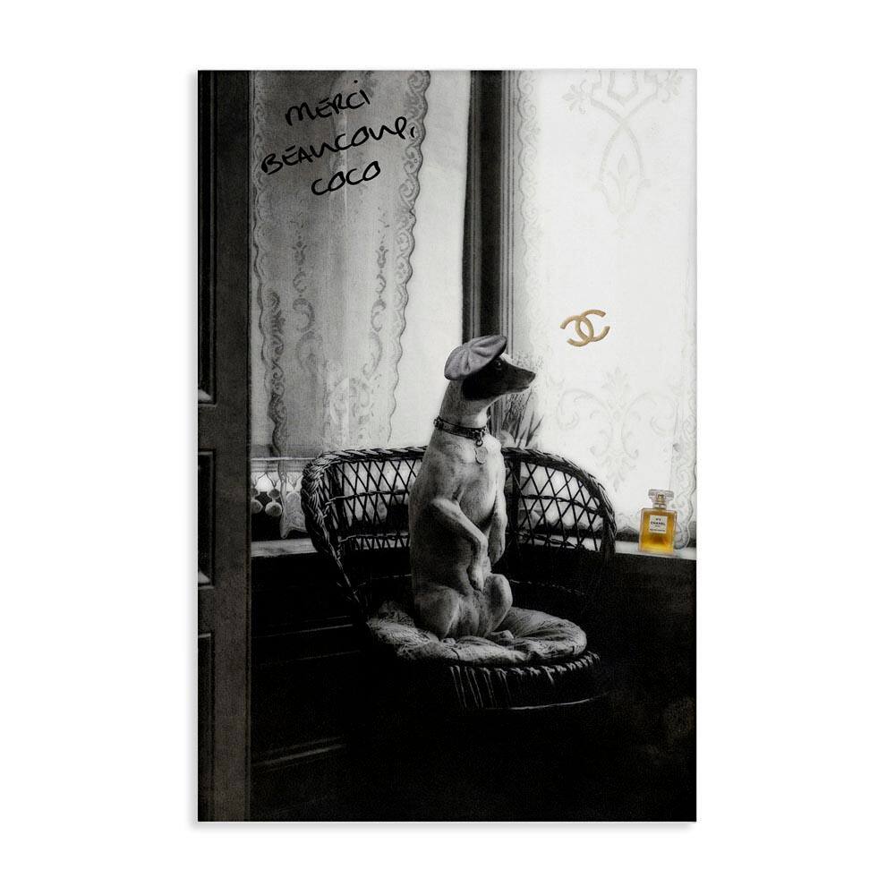 Chic Dog with French Words by Graffi tee Studios Unframed Animal Graphic Art Print 45 in. x 30 in. price history on PriceWatchPro