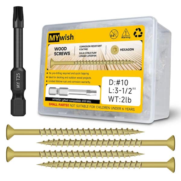 #10 x 3-1/2 in. Tan Star Flat-Head Wood Deck Screws (109-Piece)