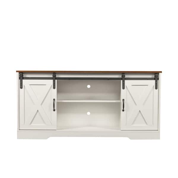 Wateday 59 in. White TV Stand with Adjustable Shelves Fits TV's up to 65 in.